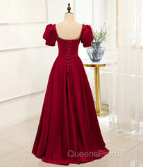 Red Puff Sleeve Evening Prom Dress / Red Bridesmaid Dress / Victorian Dress