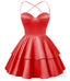 Red Satin Homecoming Dress Sweetheart Neck Tiered Short Graduation Dresses