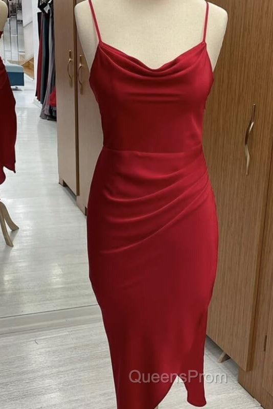 Red Satin Slip Bridesmaid Dress Secondary image