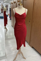 Red Satin Slip Bridesmaid Dress