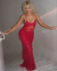 Red Spaghetti Straps Lace Beading Gorgeous Mermaid Classy Evening Dress