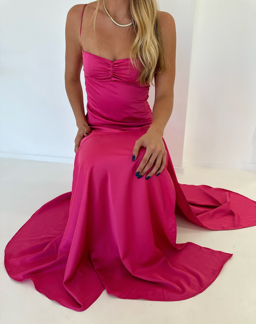 Vintage Satin Spaghetti Strap Ruched High Slit Classy Evening Gown
