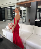 Vintage Satin Spaghetti Strap Ruched High Slit Classy Evening Gown