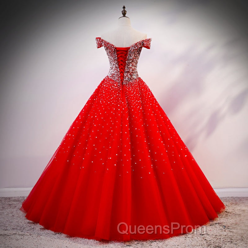 Red Sparkle Tulle Sweetheart Party Dress, Shiny Sweet 16 Dress Secondary image