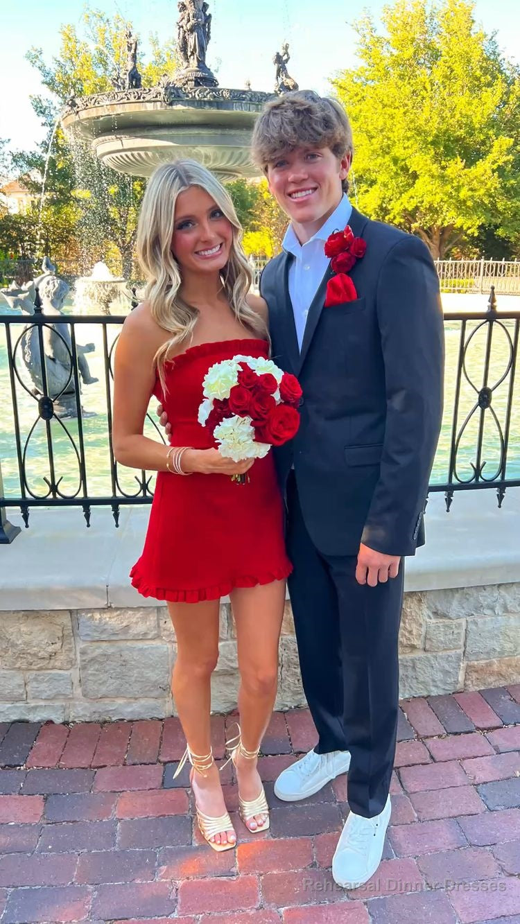 Red Strapless Short Homecoming Dress,Birthday Party Dress Main image