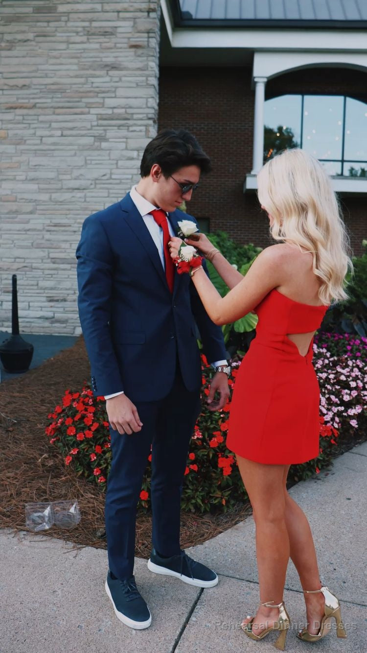Red Strapless Tight Homecoming Dress,22th Birthday Party Dress Secondary image