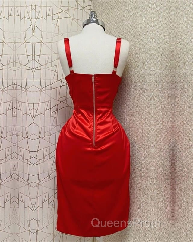 Red Sweetheart Neckline Slit Homecoming Dress Midi Evening Prom Dress Secondary image