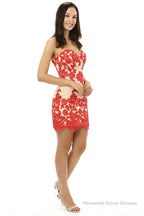 Red Sweetheart Short Mini Lace Homecoming Dresses