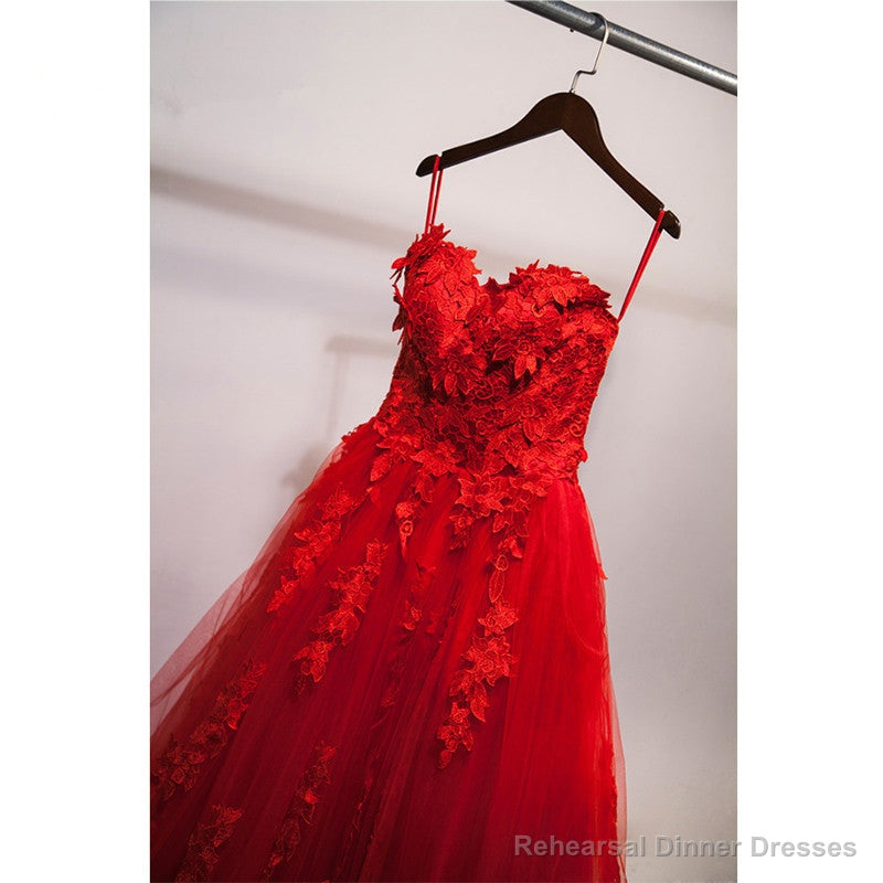 Red Sweetheart Tulle with Applique Party Dress , Tulle Formal Gowns Secondary image
