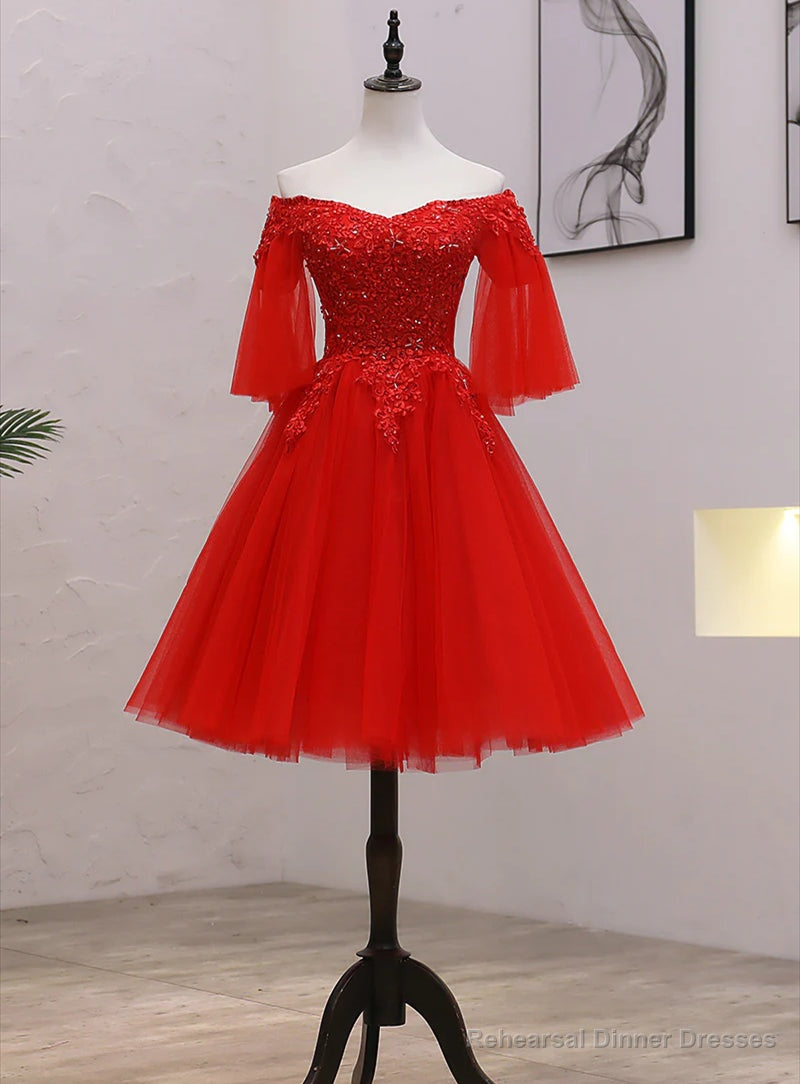 Red Sweetheart Tulle with Lace and Beaded Homecoming Dress, Red Party Dress Secondary image