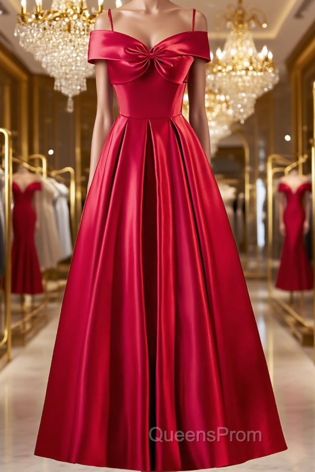 Red Tea Length Evening Prom Dress, Red Tea Length Formal Bridesmaid Dress Main image