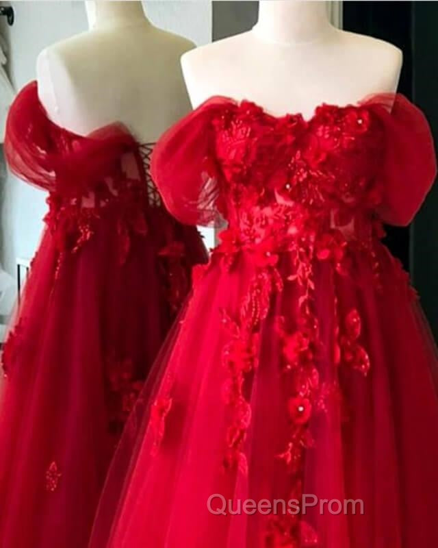 Red Tulle Corset Dress With 3D Lace Flowers Secondary image