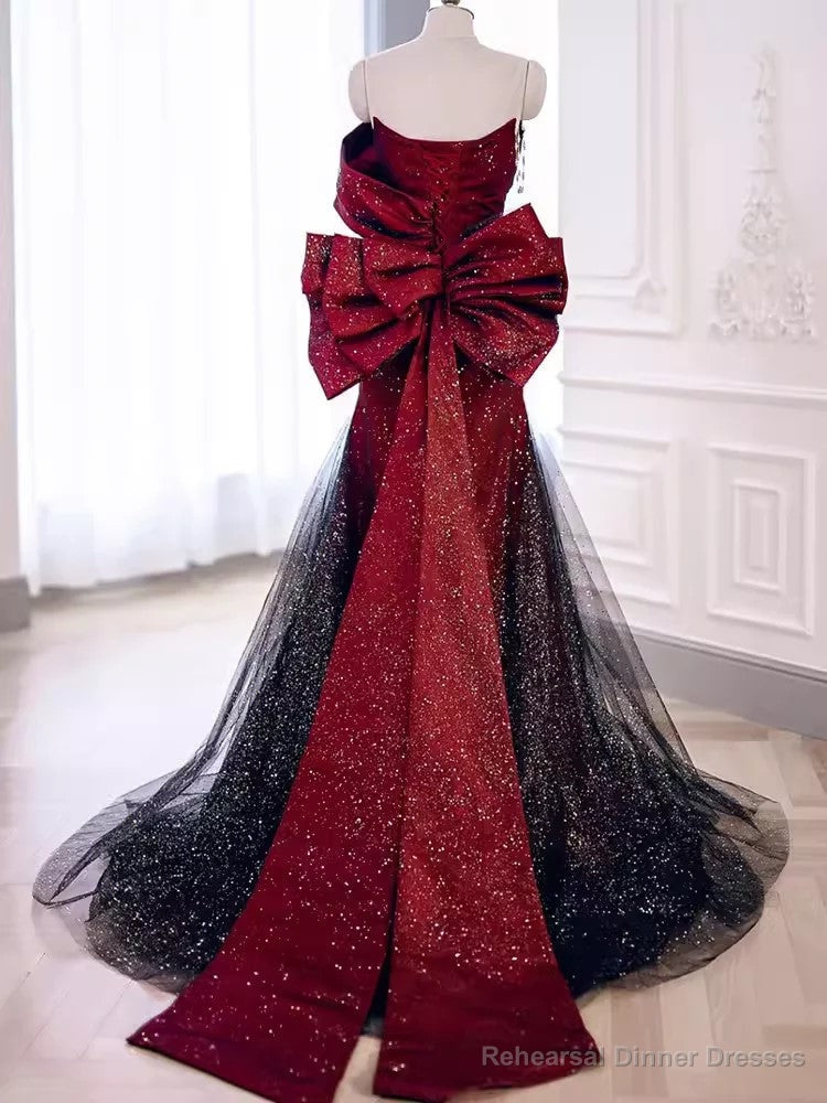 Red Tulle Off the Shoulder Bow Prom Dress Secondary image