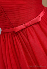 Red Tulle Short Prom Dresses,A-Line Semi Formal Dress