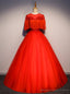 Red Tulle Short Sleeve Tassel Appliques Quinceanera Dress