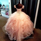 Removable Sleeves Lace Sweetheart Organza Ruffles Ball Gown Quinceanera Dress