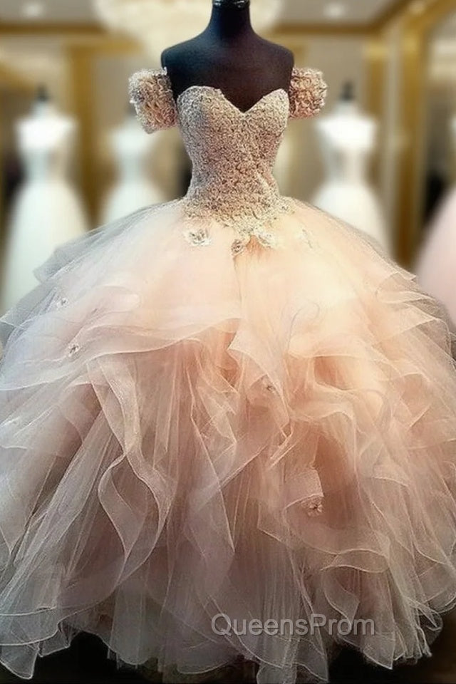 Removable Sleeves Lace Sweetheart Organza Ruffles Ball Gown Quinceanera Dress Main image