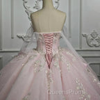 Renata | Blush Ball Gown Lace Strapless Sleeveless Quinceanera Dress