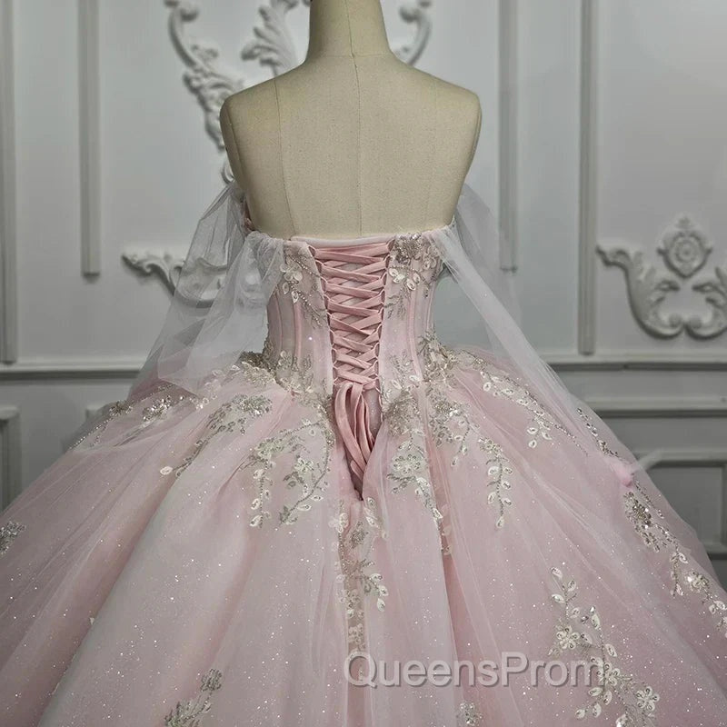 Renata | Blush Ball Gown Lace Strapless Sleeveless Quinceanera Dress