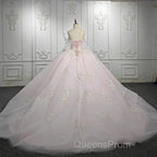 Renata | Blush Ball Gown Lace Strapless Sleeveless Quinceanera Dress
