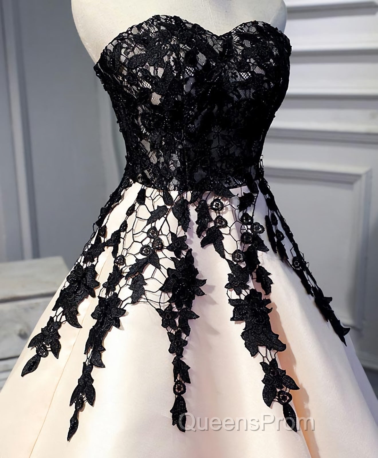 Champagne Lace Short Evening Prom Dress, Lace Evening Dress
