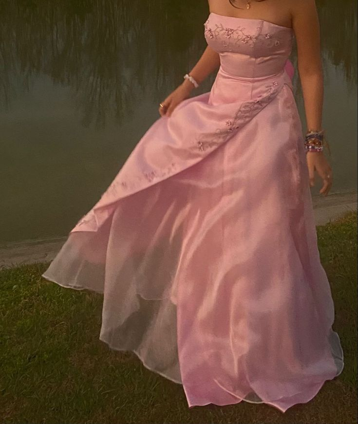 Retro A Line Strapless Pink Chiffon Long Party Dress Classy Prom Dress
