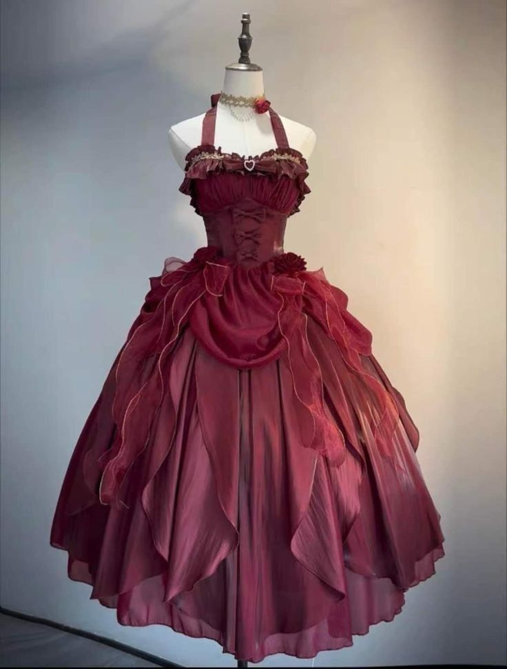 Retro Ball Gown Halter Burgundy Party Dress Classy Prom Dress Classy Evening Dress