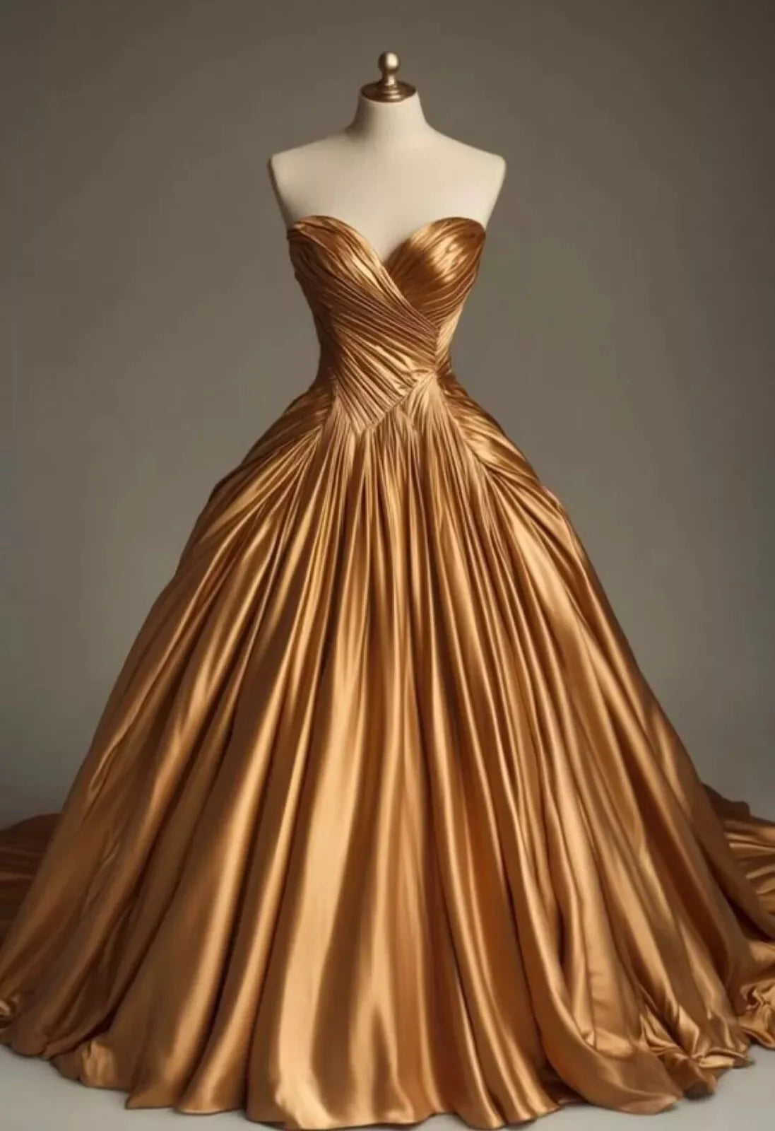 Retro Ball Gown Sweetheart Satin Gold Party Dress Classy Prom Dress Classy Evening Dress