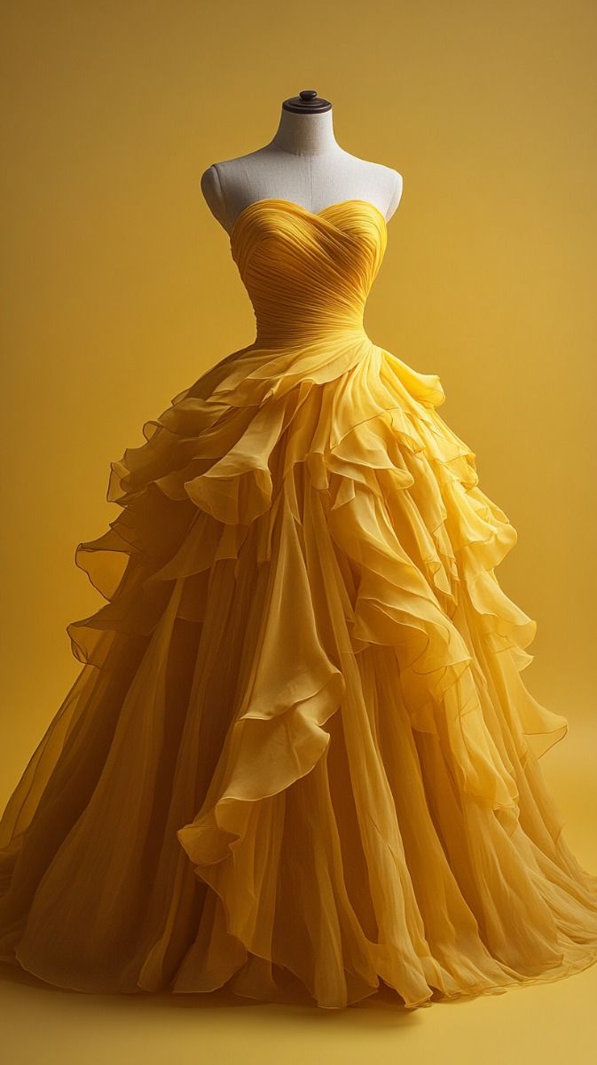 Retro Ball Gown Sweetheart Tulle Yellow Party Dress Classy Prom Dress Classy Evening Dress Main image