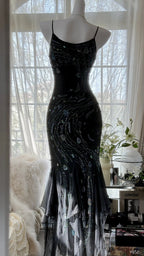 Retro Beautiful Shoulder Strap Beaded Chiffon Irregular Skirt Classy Prom Dress