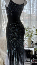 Retro Beautiful Shoulder Strap Beaded Chiffon Irregular Skirt Classy Prom Dress