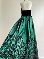 Retro Black And Green A-Line Halter Neck Velvet And Satin Classy Prom Dress
