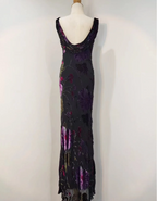 Retro Black Mermaid Neckline Embroidered Floral Backless Chiffon Long Classy Prom Dress