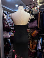Retro Elegant Black Halter Neck Embroidered Chiffon Long Classy Prom Dress