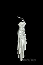 Retro Mermaid Halter Satin High Low Evening Dress Evening Prom Dress