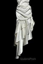 Retro Mermaid Halter Satin High Low Evening Dress Evening Prom Dress