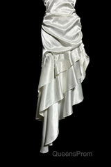 Retro Mermaid Halter Satin High Low Evening Dress Evening Prom Dress