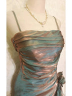 Retro Mermaid Spaghetti Straps Satin Long Party Dress Classy Prom Dress