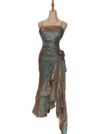 Retro Mermaid Spaghetti Straps Satin Long Party Dress Classy Prom Dress