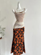 Retro Mermaid Strapless Lace Slit Long Rrom Dress Prom Dress