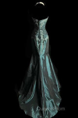 Retro Mermaid Sweetheart Taffeta Long Evening Dress Evening Prom Dress