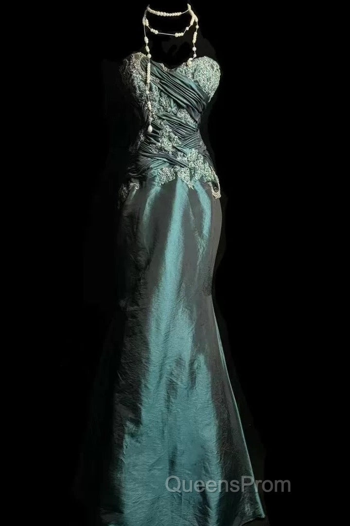 Retro Mermaid Sweetheart Taffeta Long Evening Dress Evening Prom Dress