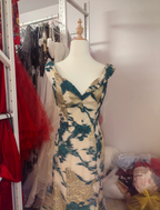 Retro Mermaid V-Neck Jacquard Embroidered Long Classy Prom Dress