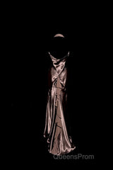 Retro Mermaid V Neckline Chiffon Brown Evening Dress Evening Prom Dress