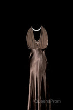 Retro Mermaid V Neckline Chiffon Brown Evening Dress Evening Prom Dress