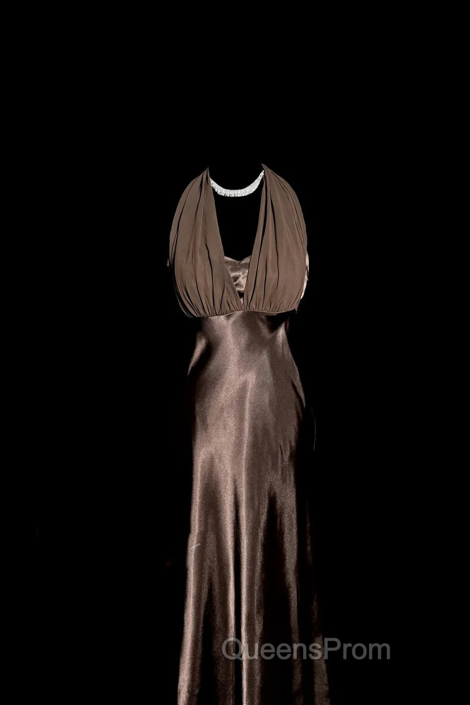 Retro Mermaid V Neckline Chiffon Brown Evening Dress Evening Prom Dress