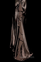 Retro Mermaid V Neckline Chiffon Brown Evening Dress Evening Prom Dress