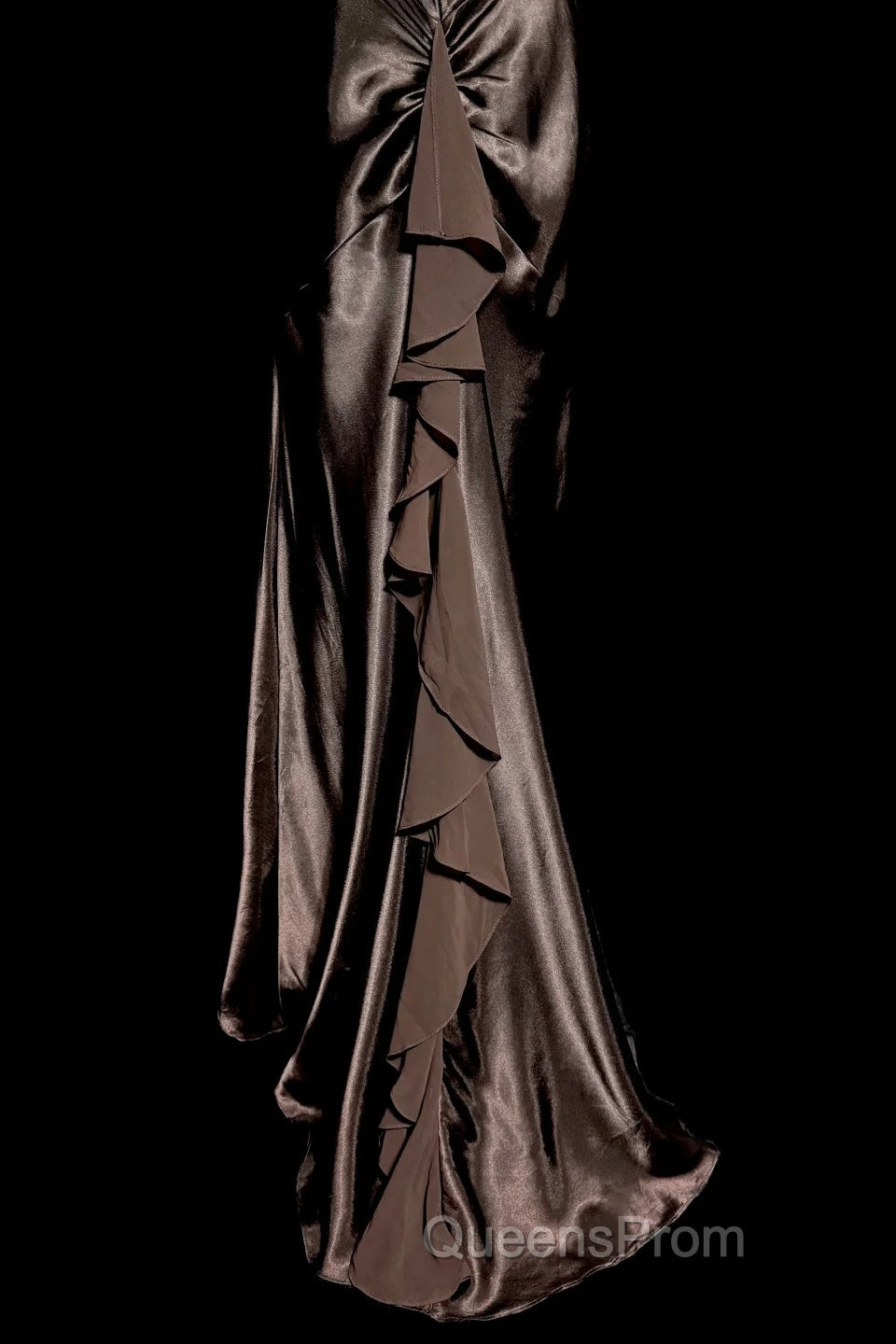 Retro Mermaid V Neckline Chiffon Brown Evening Dress Evening Prom Dress