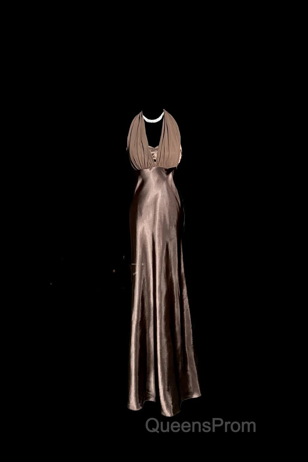 Retro Mermaid V Neckline Chiffon Brown Evening Dress Evening Prom Dress