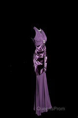 Retro Mermaid V Neckline Chiffon Grape Evening Dress Evening Prom Dress